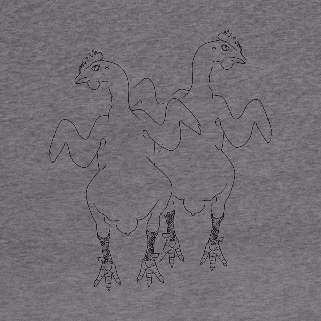 monochrome line art illustration of hens by bloomroge